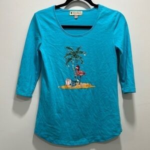 𝅺wishing You A Very Magical Season Palm Tree Flamingo Top size Petite Medium
